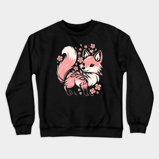 Cherry Blossom Fox - No Type Crewneck Sweatshirt by Trendsdk